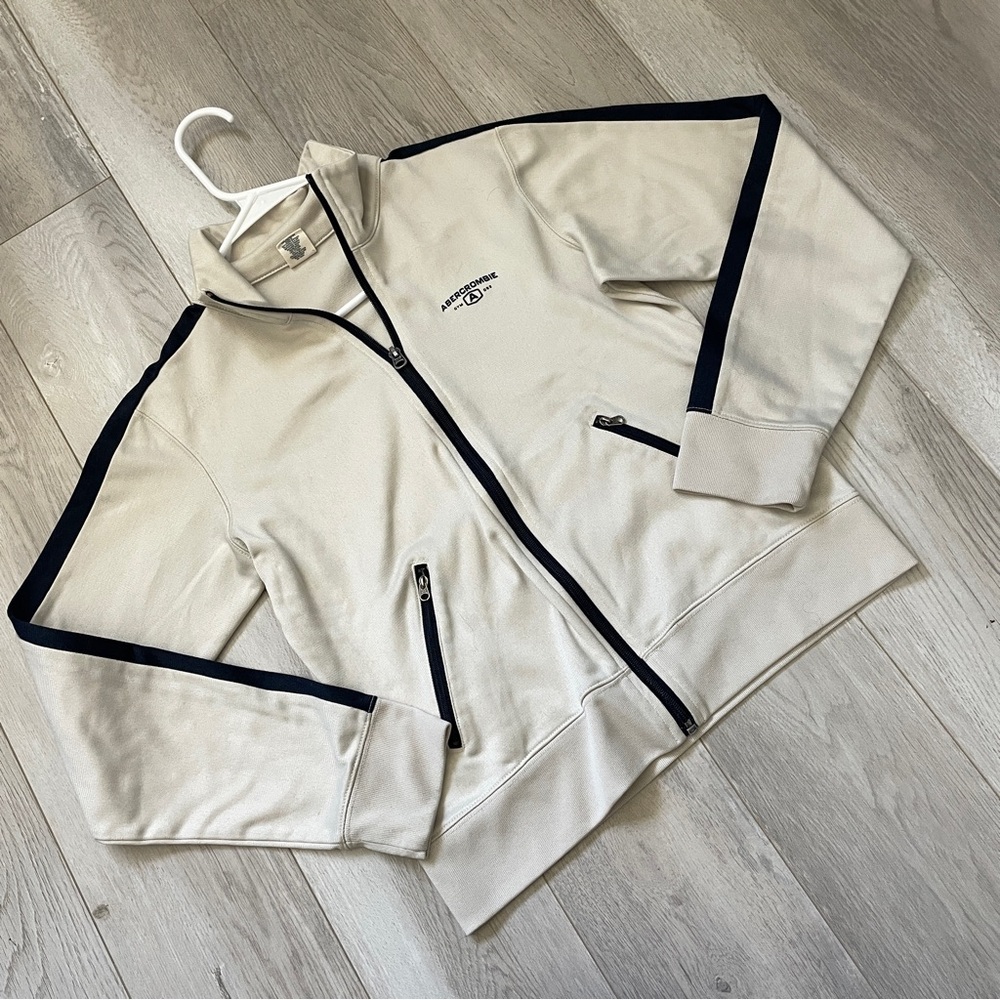 Abercrombie & Fitch Jacket full zip sporty womens Cream (small) athleisure retro - Picture 1 of 6